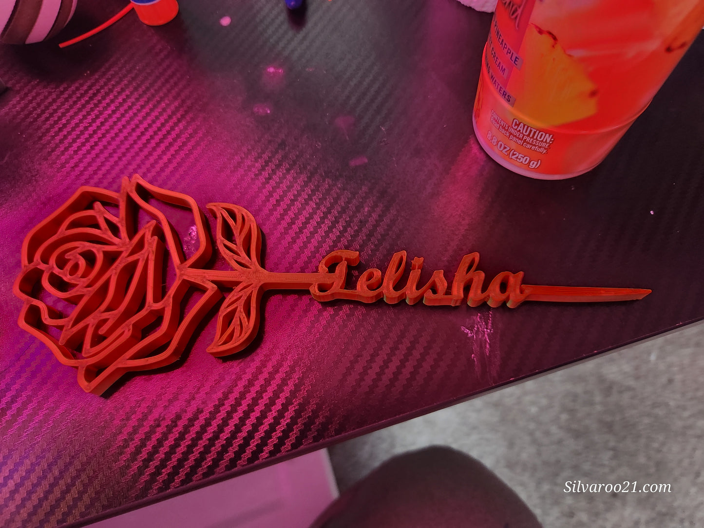 3D Printed rose with heart base