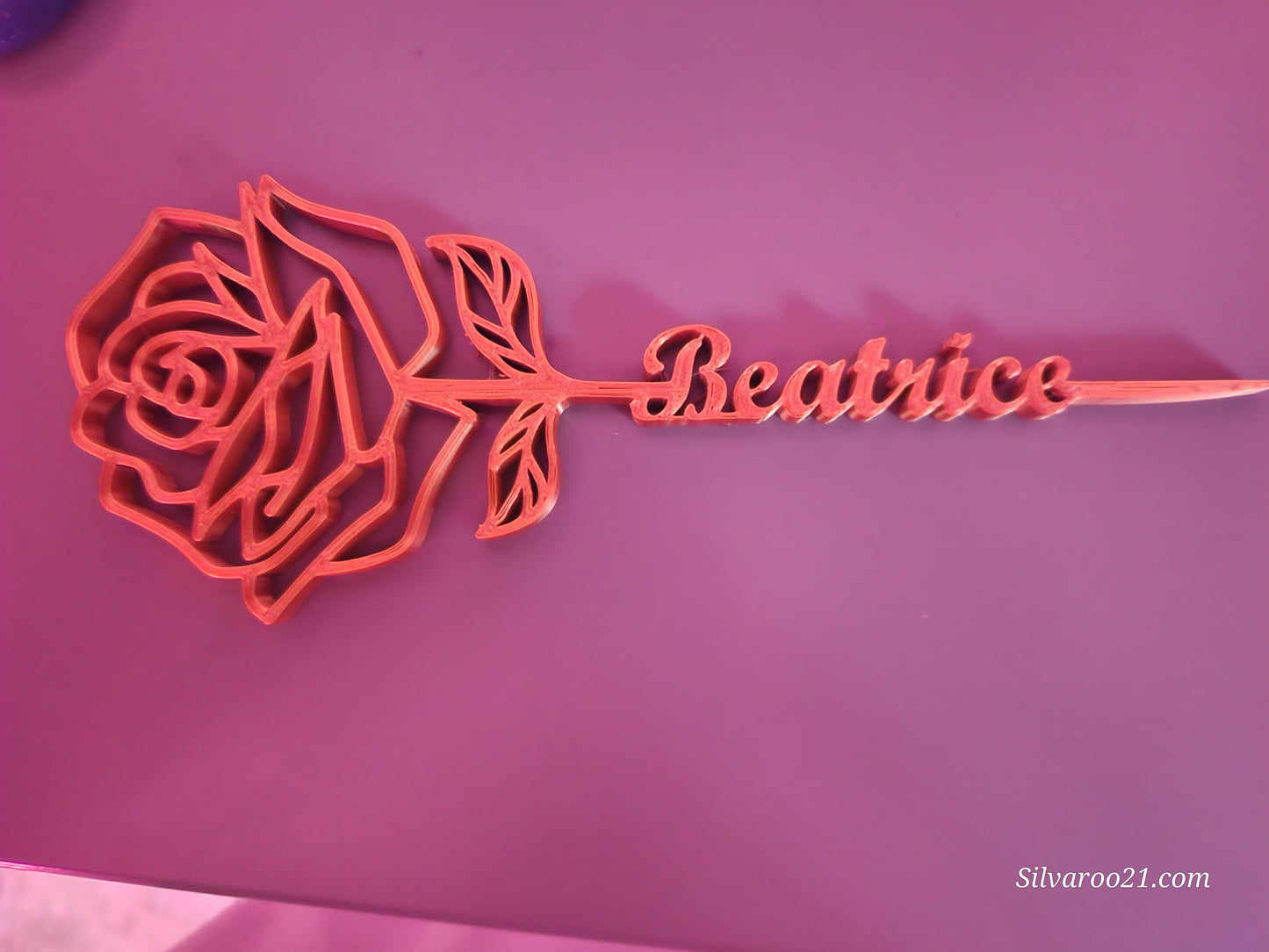 3D Printed rose with heart base