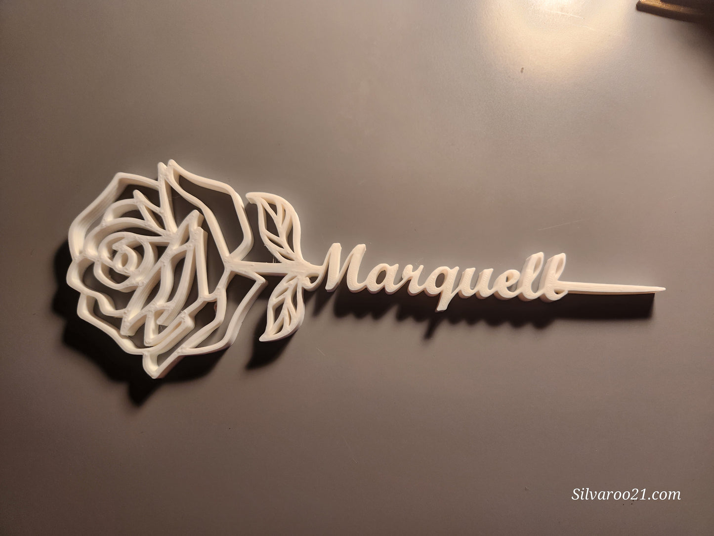 3D Printed rose with heart base