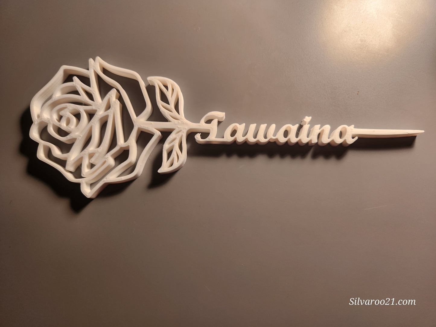 3D Printed rose with heart base